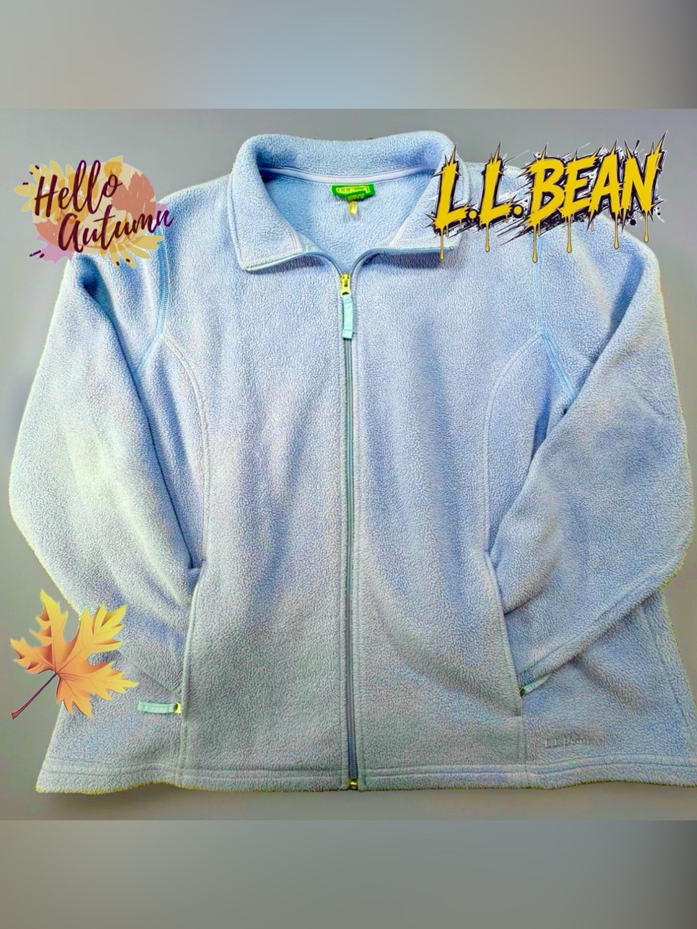 L.L.Bean Fleece Jacket Womens 2X Periwinkle Blue Full Zip 25.5x25